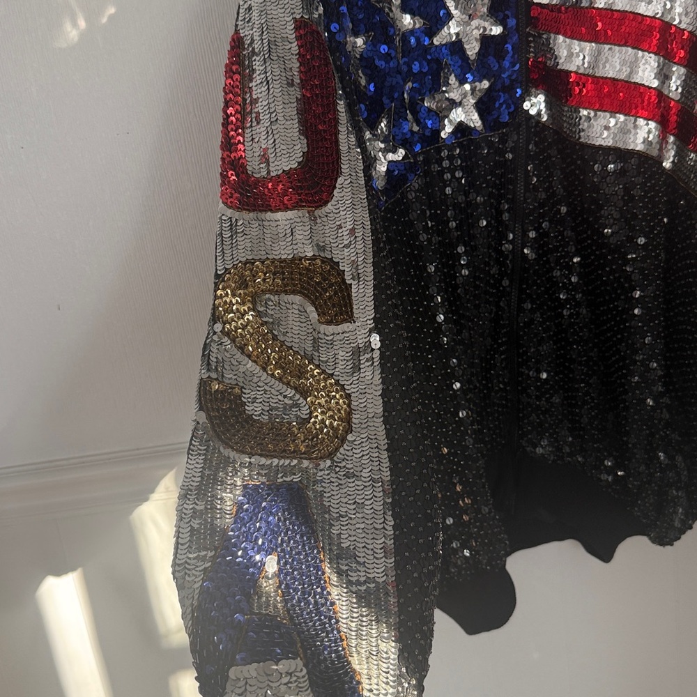 Vintage USA Olympics Atlanta 1996 Sequin Americana Style Zip Up Varsity Jacket - Picture 9 of 16